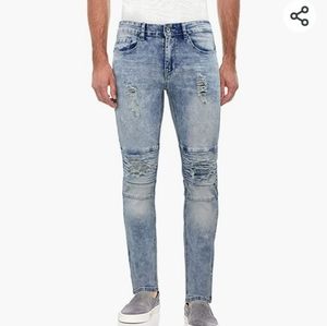 NWT Reason New York Premium Denim Acid Wash Skinny Distressed Jeans 36